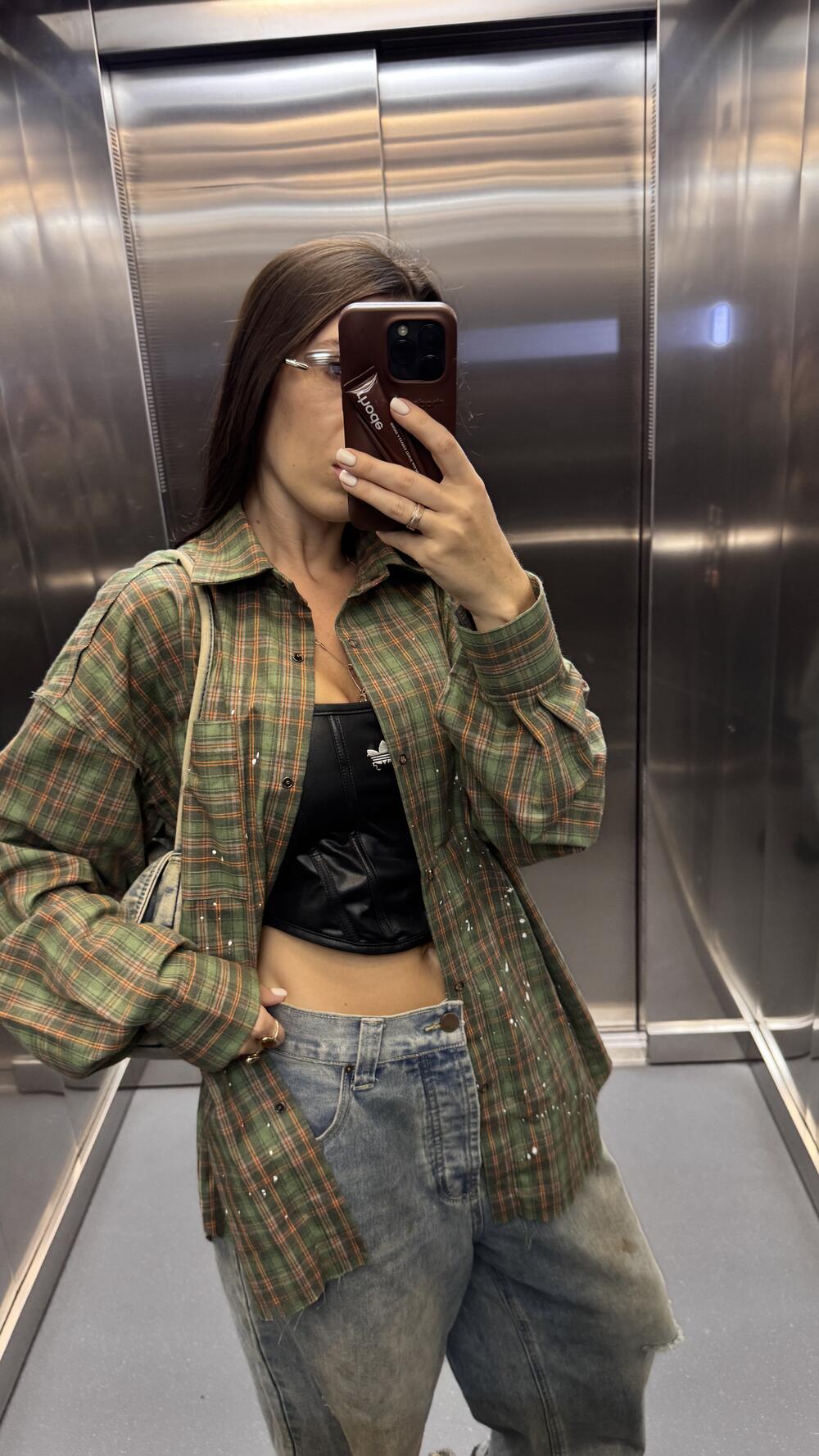 Хакі сорочка у клітинку m/l