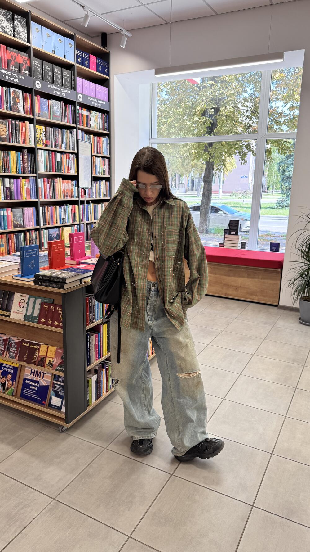 Хакі сорочка у клітинку m/l