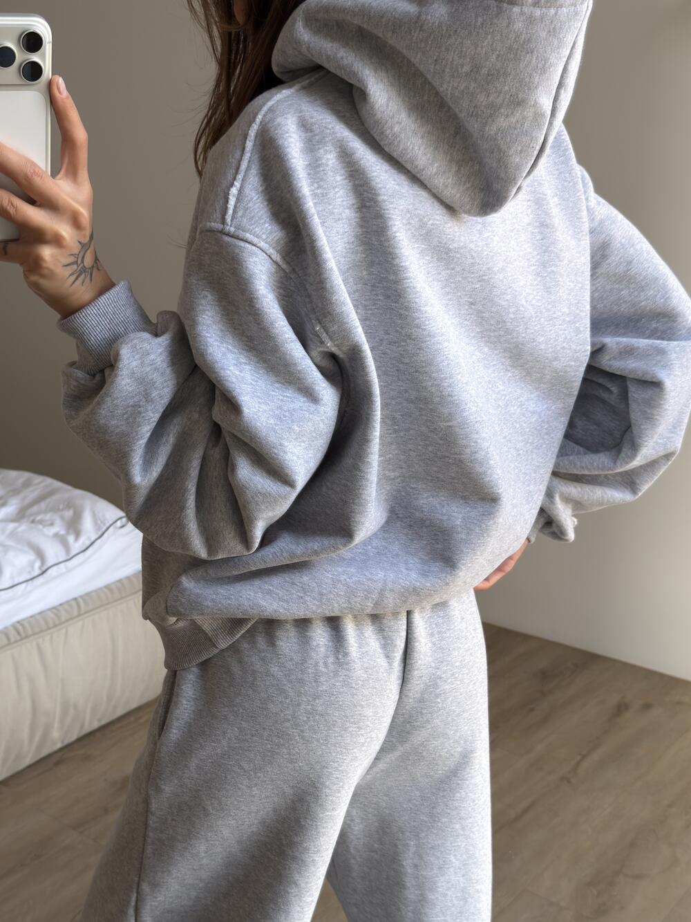 Худі  у холодному відтінку меланжу l/xl