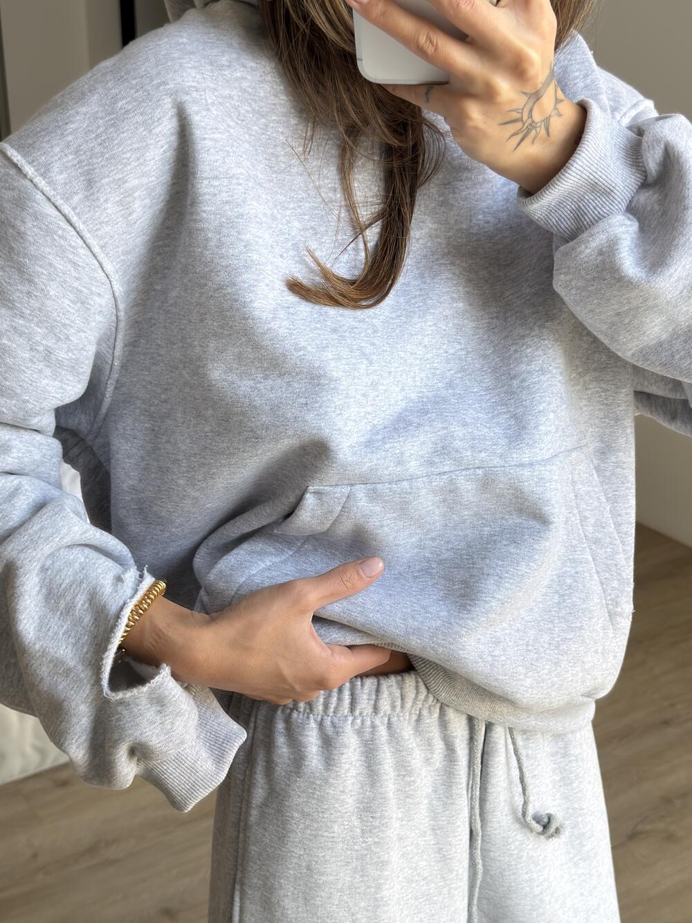 Худі  у холодному відтінку меланжу l/xl