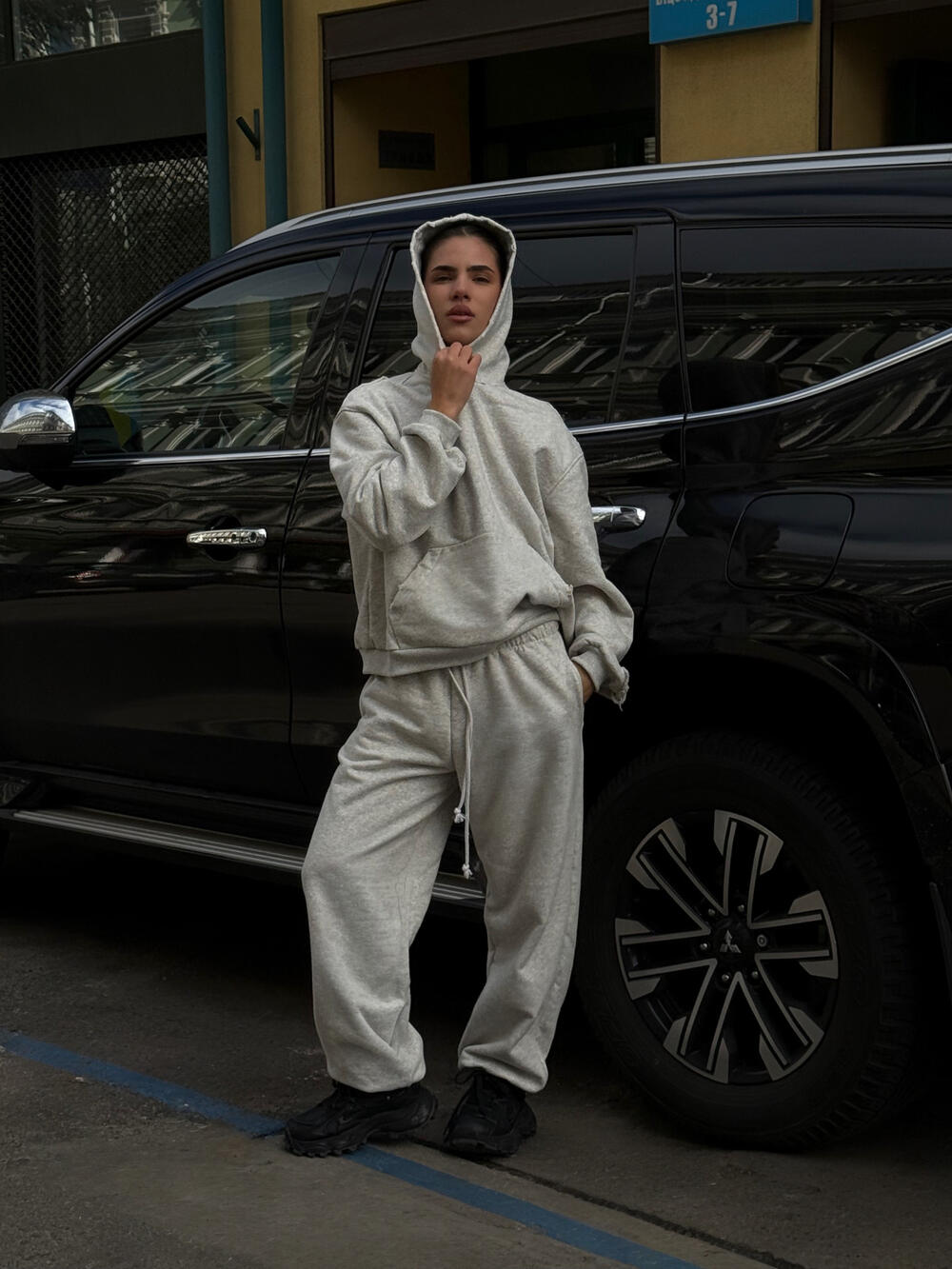 Джогери у теплому відтінку меланжу 100 см, l/xl