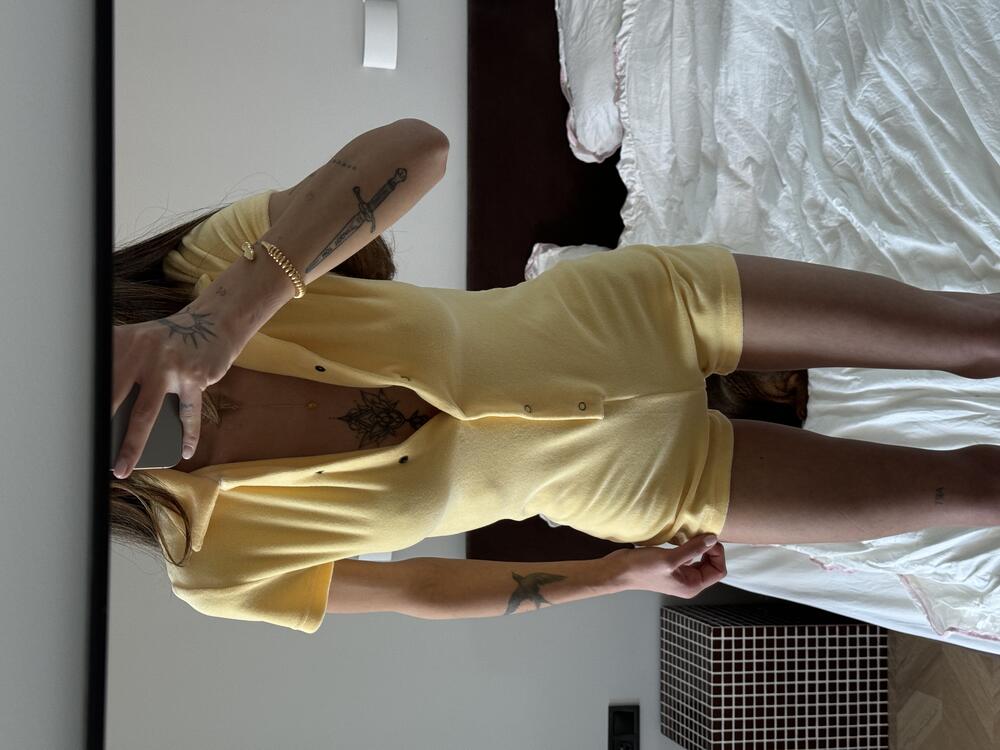 Комбінезон з бавовняного велюру Жовтий, m/l