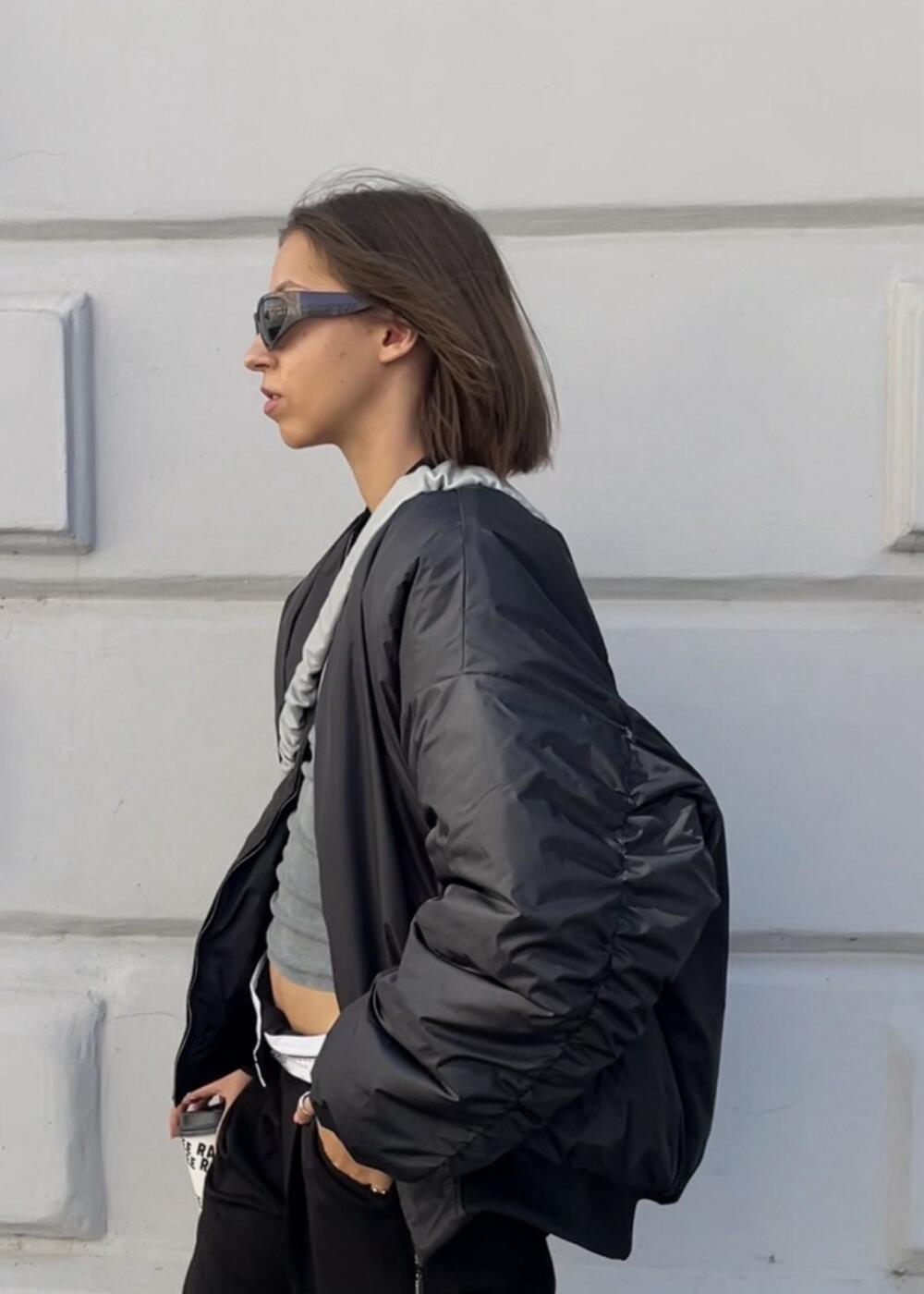 Зимовий бомбер чорний, l/xl