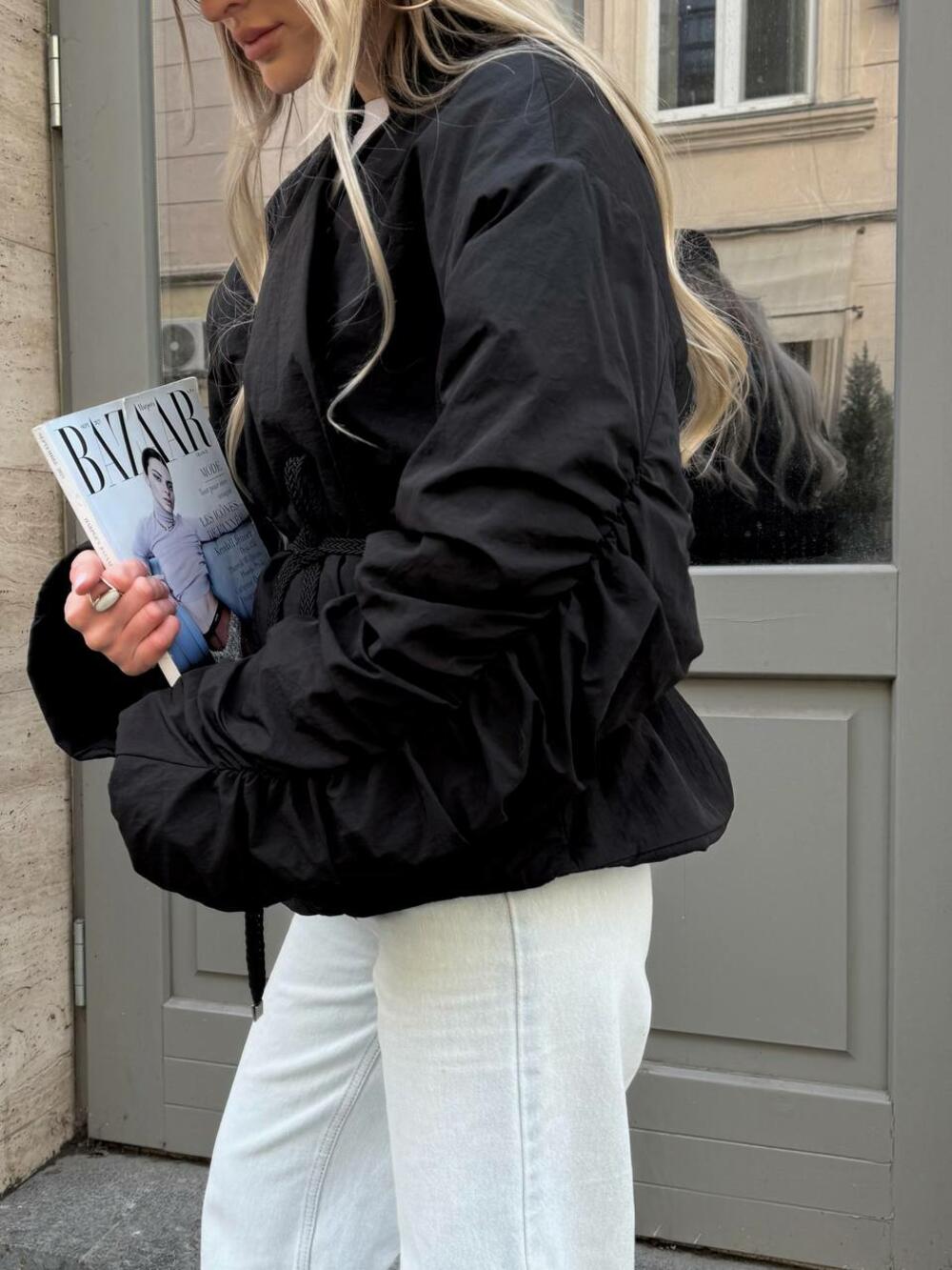 Бомбер-кімоно чорний, l/xl