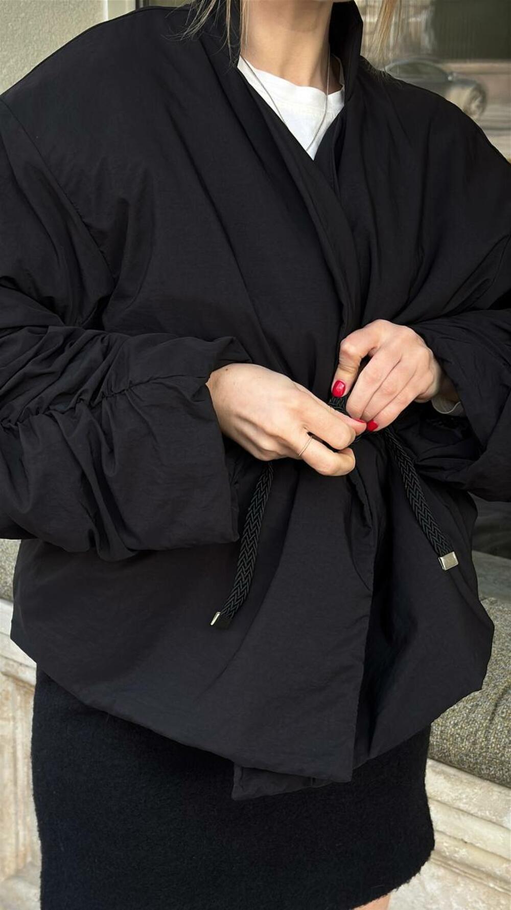 Бомбер-кімоно чорний, l/xl