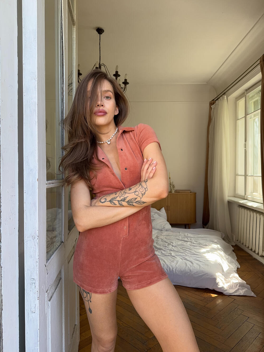 Комбінезон з бавовняного велюру 