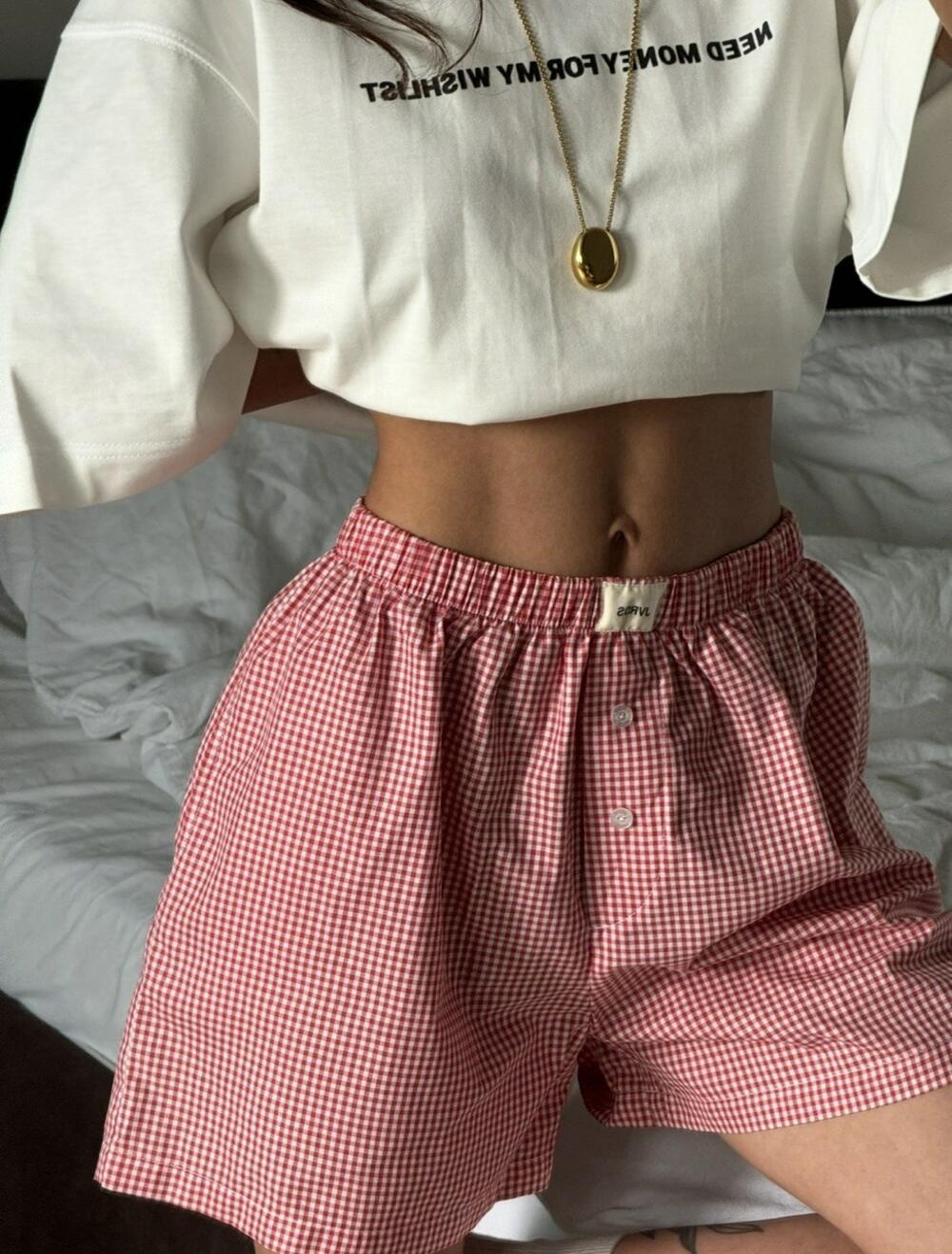 Червоні бавовняні шорти в клітинку xs/s