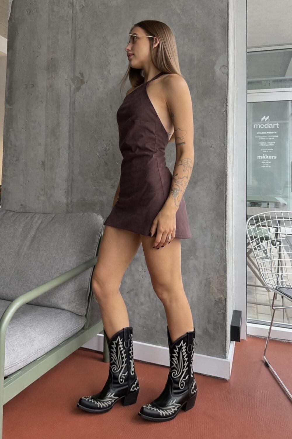 Замшева сукня шоколад, xs/s