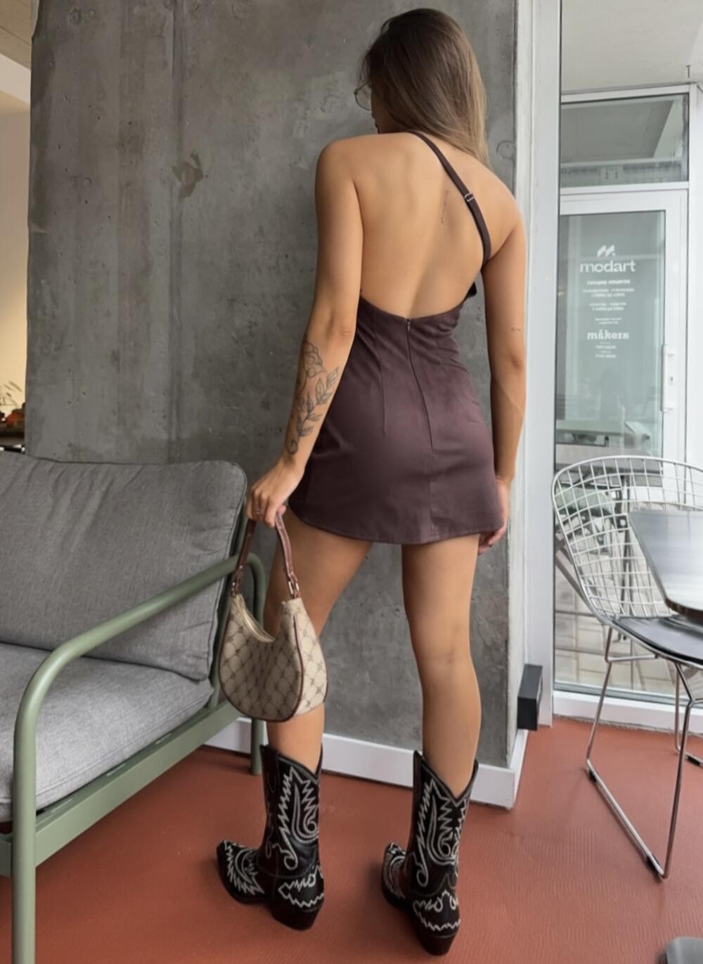 Замшева сукня шоколад, xs/s